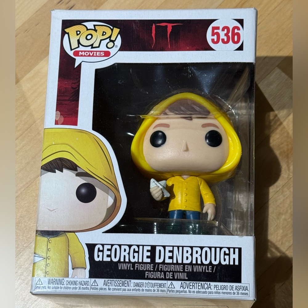 🔥Funko Pop!🔥 Georgie Denbrough Figure/536 with Yellow Raincoat Holding a Boat